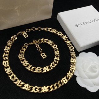 สร้อยคอ สร้อยข้อมือโซ่ จี้โลโก้ตัวอักษร bb balencia สีทอง