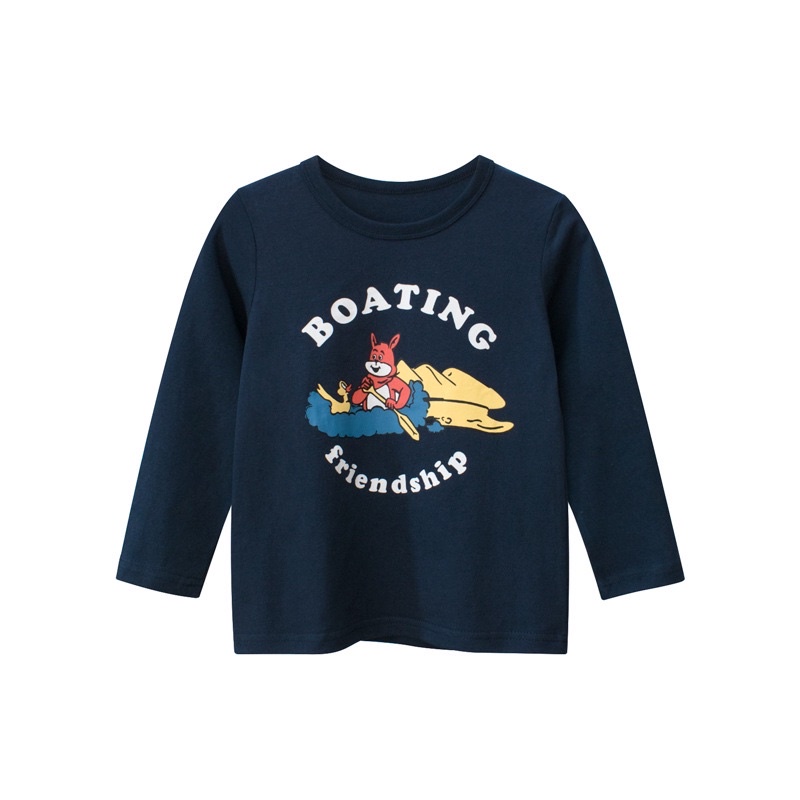 27home เสื้อแขนยาวเด็ก เสื้อยืดเด็ก HT3012 กระต่าย กับ เป็ด พายเรือ BOATING