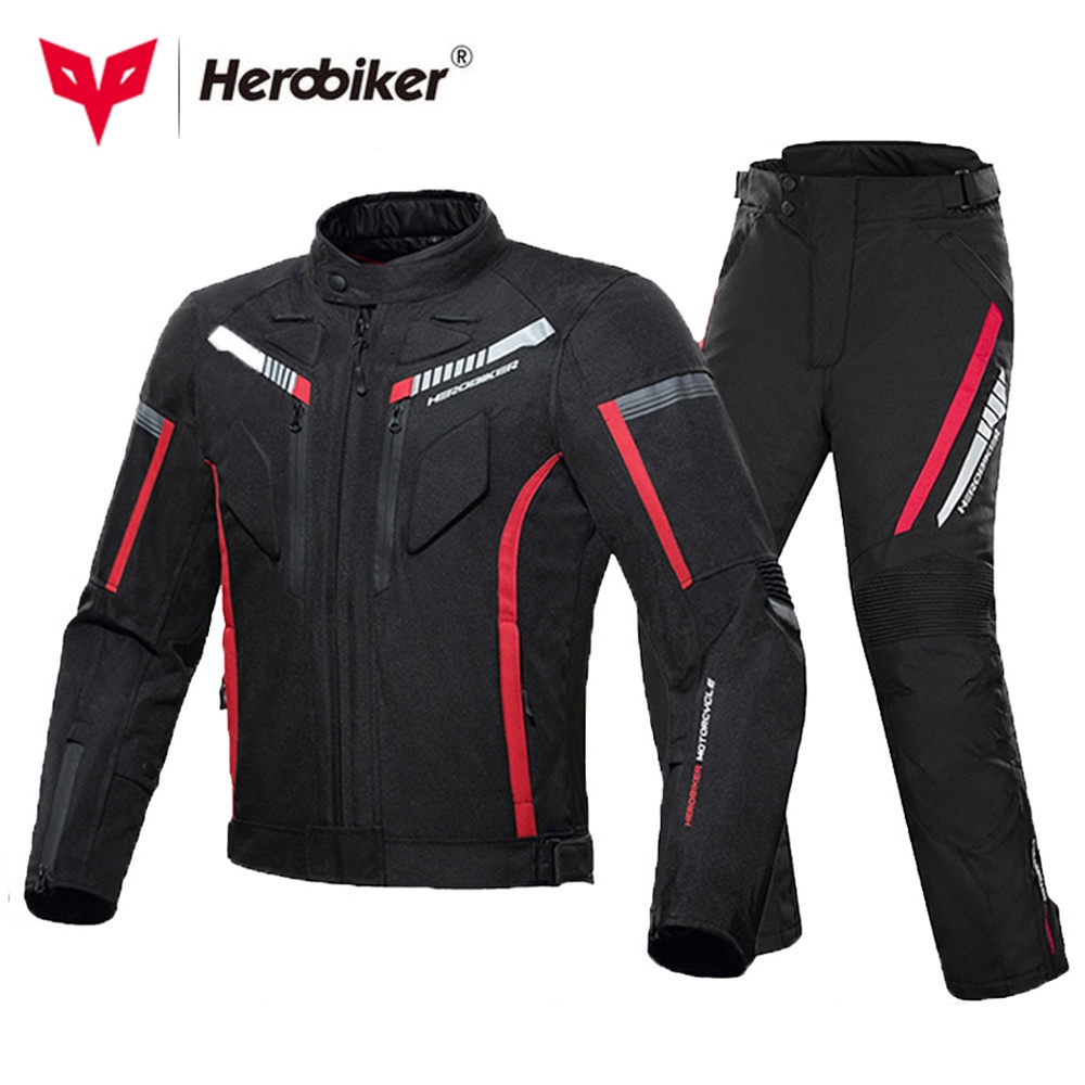 มั่นใจได้ว่าจะซื้อWaterproof Motorcycle Jackets Moto Jacket Pants Suit Windproof Motorcross Riding Racing Motorbike Clot