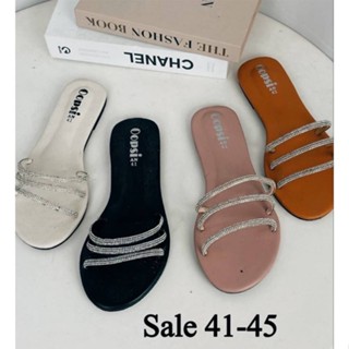 รองเท้าแตะ ไซส์ใหญ่ 41-45 คาดเพชร รองเท้าผู้หญิง รองเท้าแฟชั่น รองเท้าคนอ้วน รองเท้าสาวอวบ รองเท้าสาวสอง - SHER