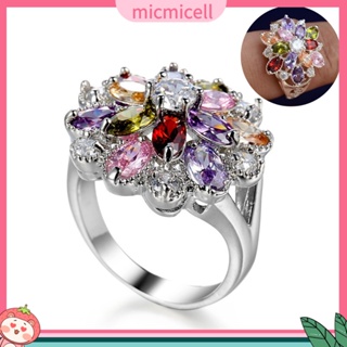 (micmicell) ของขวัญเครื่องประดับผู้หญิงแหวนหมั้นแต่งงานหลากสี Cubic Zirconia