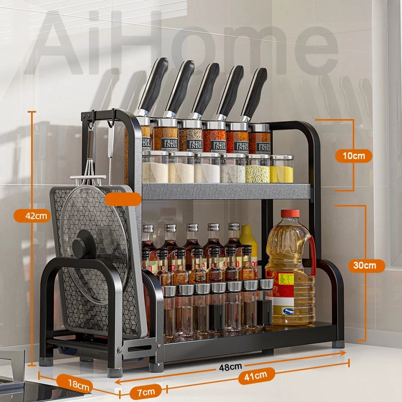 AiHome ชั้นวางเครื่องปรุง 2ชั้น ชั้นวางของในครัว   ชั้นวางของอเนกประสงค์ กันสนิม thumbnail 4