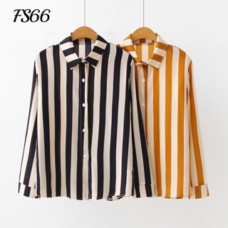 N0.1 [พร้อมส่ง] / เสื้อเชิ้ตชีฟองแขนยาวลายทาง