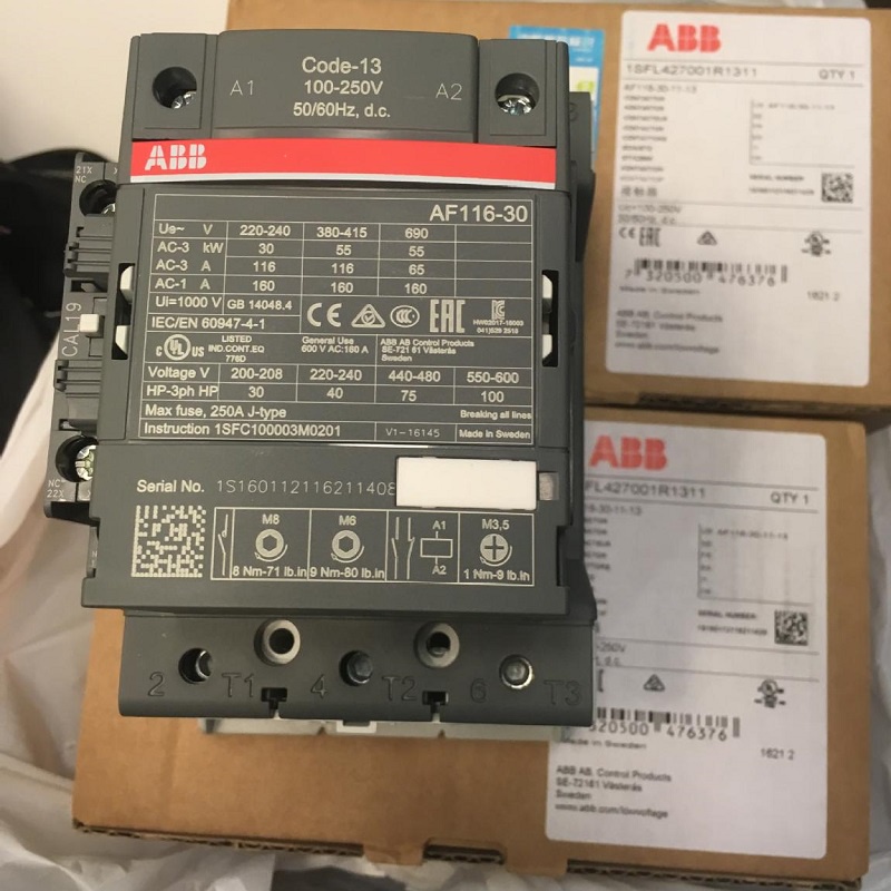 Sz ABB คอนแทคเตอร์ 3 ชั้น AF series AC/DC ดําเนินการ 1NC+1NO 116A 55kw AF116-30-11-12 AF116-30-11-13