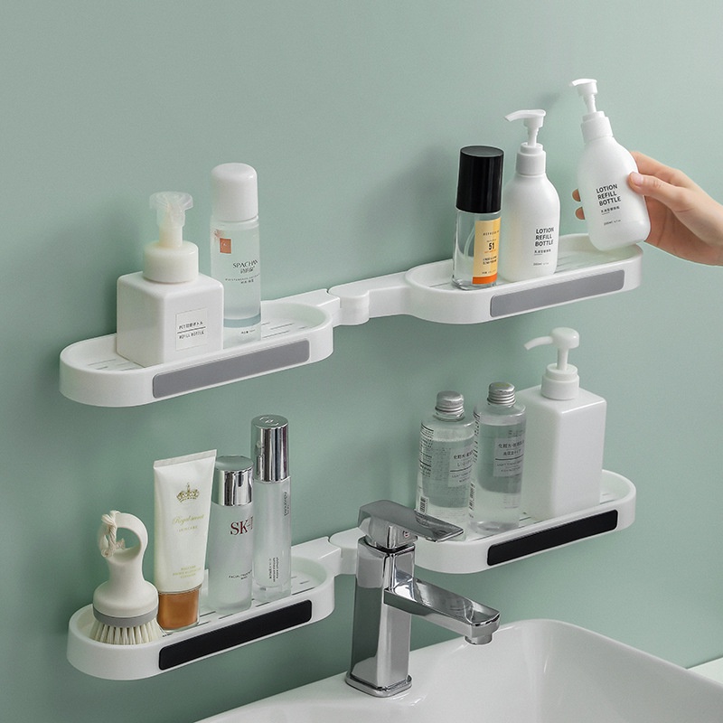 Plastic Wall-mounted Bathroom Shelves Cosmetics Shampoo Toothbrush Soap Holder Toilet Organizer Shel