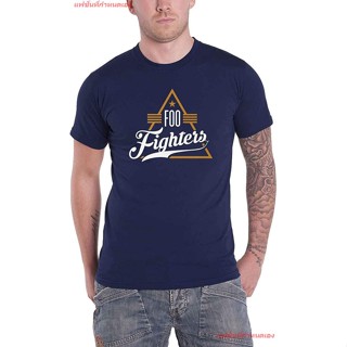 Foo Fighters T Shirt Triangle Band Logo Official Mens Navy Blue Size M Foo Fighters ฟูไฟเตอส์ วงร็อค เสื้อยืดผู้หญิง เสื