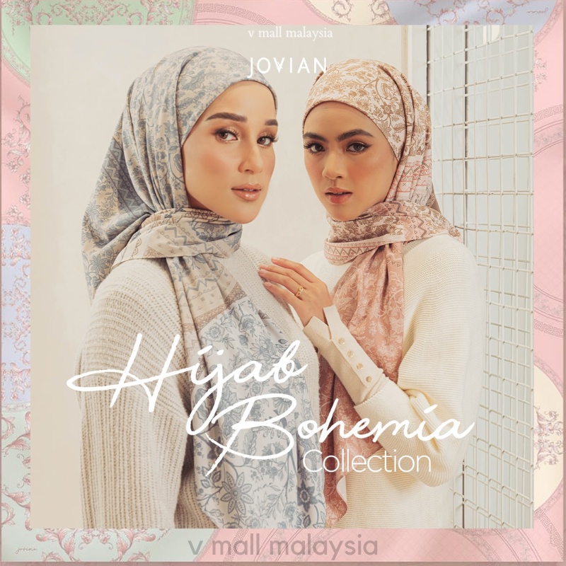 Jovian Bawal ผ้าคลุมไหล่ ผ้าซาติน พิมพ์ลาย Corak Sarung Viral Square Bidang 45 - Hijab Bohemia Collection