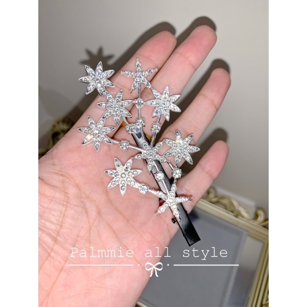 🌼 กิ๊บติดผมเพชร เป็นกิ๊บปากเป็ด ดาวพลุเป็นแบบกิ่งไม้ สีเงิน ใส่ 2 ข้างก็สวยจ้า