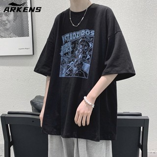 【Size S-3XL】เสื้อยืดพิมพ์ลายการ์ตูนญี่ปุ่นขนาดใหญ่หลวมสไตล์วิทยาลัยผู้ชายเสื้อยืดไขมันใหญ่ลำลอง unisex