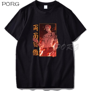 เสื้อยืดผู้หญิง Jujutsu Kaisen Sukuna ราชาแห่งคําสาปอะนิเมะเสื้อยืดตลกฮิปฮอปผู้ชายผู้หญิงฤดูร้อนสตรีทแวร์ Tshirts การ์ตู