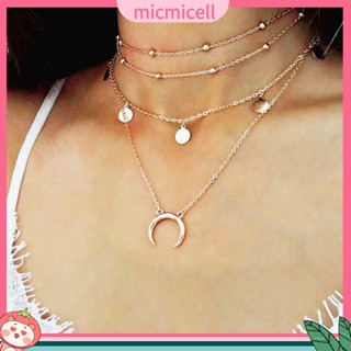 (micmicell) เครื่องประดับแฟชั่นสร้อยคอหลายชั้นจี้ลูกปัดดวงจันทร์ boho