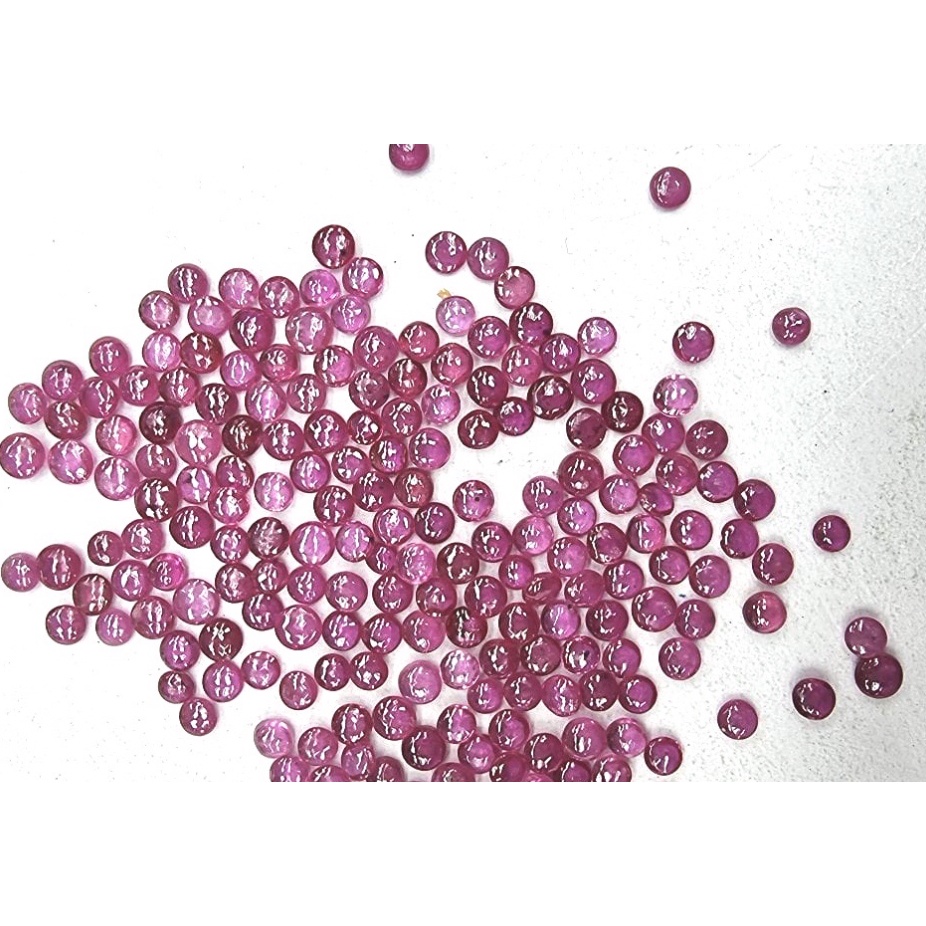 ทับทิม 4 มม. เจียรหลังเบี้ย พลอยธรรมชาติ 100% Ruby 4mm round cabochon 100% natural gemstone