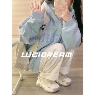 LUCIDREAM  เสื้อกันหนาว เสื้อแขนยาว เสื้อกันหนาว ผู้หญิง 2022สินค้ามาใหม่ วินเทจ Oversize เกาหลี ใส่สบายๆ ทรงหลวม สไตล์สปอร์ต ทันสมัย Trendy สบาย fashion HA220637-1 36Z230909