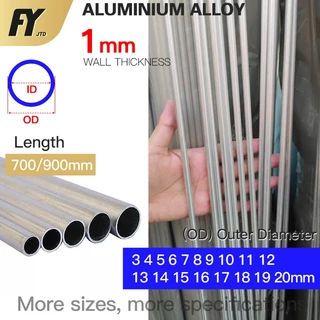 Fuyi ท่ออลูมิเนียม หนา 1 มม. ยาว 700/950 มม. เส้นผ่าศูนย์กลางด้านนอก 3 4 5 6 7 8 9 10 11 12 13 14 15 16 17 18 19 20 มม. คุณภาพสูง