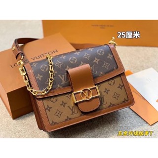 LOUIS กระเป๋าปั๊มแบรนด์ LV [box+ถุงผ้า] งานสวยเนี้ยบ หนังแท้ เกรด1:1 กระเป๋า LV Dauphine ขนาด 10”**มีเก็บเงินปลายทาง**