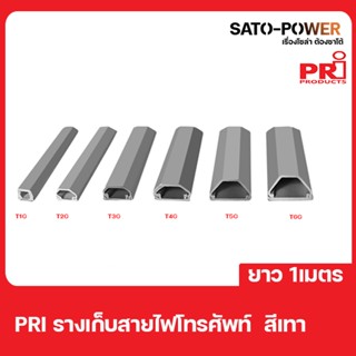 PRI รางไฟ/รางโทรศัพท์ T2G ยาว 1 เมตร **สีเทา**รางโทรศัพท์สีเทาแบบทึบ รางพร้อมเทป