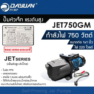 ปั๊มน้ำ DAYUAN ปั๊มเจ็ท JET750GM (เน้นส่งสูง ส่งไกล) ท่อ1นิ้ว 750W 220V