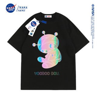 เสื้อยืดแขนสั้น ผ้าฝ้าย ทรงหลวม พิมพ์ลายการ์ตูน NASA แฟชั่นฤดูร้อน สําหรับคู่รัก