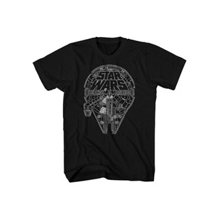 Sanc6 {พร้อมส่ง เสื้อยืดแขนสั้นลําลอง ผ้าฝ้าย 100% พิมพ์ลายโลโก้ Millenium Falcon Outline พลัสไซซ์ ไซซ์ XS-6XL สําหรับผู