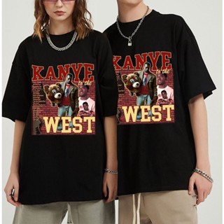 เสื้อยืดพิมพ์ลายแฟชั่น ใหม่ เสื้อยืด ผ้าฝ้าย 100% พิมพ์ลายกราฟฟิค Kanye West 90s สีดํา สไตล์วินเทจ เรโทร แฟชั่นฤดูร้อน ส