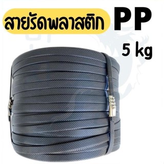 PP  สายรัดไฮเดน แพ๊คของ แพ็คกล่อง รัดเครื่อง สายรัดกล่อง สีดำ 1 มัดใหญ่ (น้ำหนัก 5 กก.) สีดำ