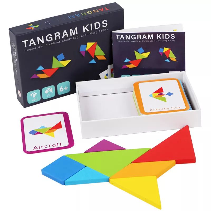 พร้อมส่งจากไทย Tangram Kids จิ๊กซอว์ไม้7 ชิ้นคุ้มๆ แทนแกรมไม้ 7 ชิ้น มาพร้อมโจทย์