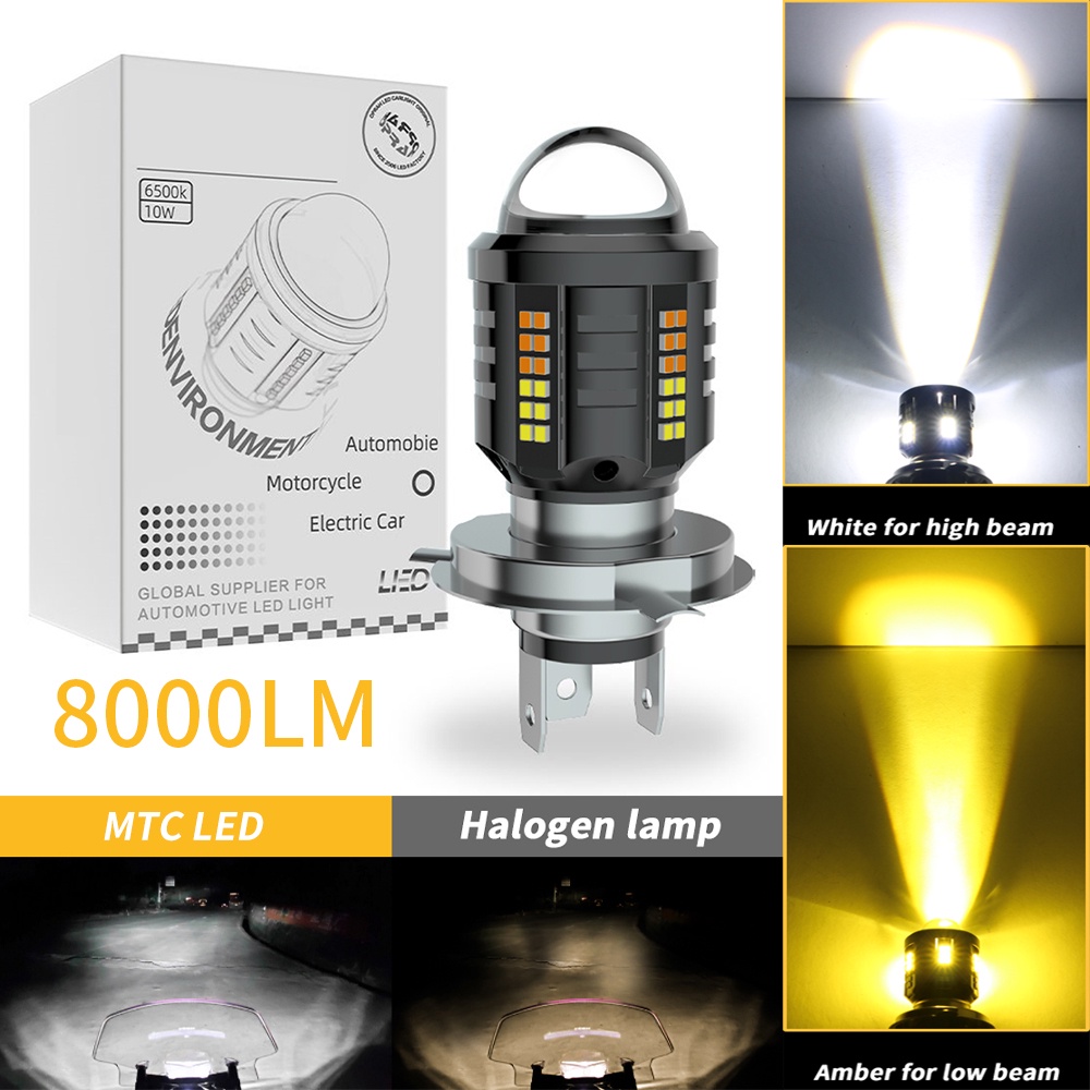 motorcycleหลอดไฟตัดหมอก LED P15D H4 H6 สูงต่า สองสี สีขาว เหลือง DC12V-60V 8000LM สําหรับรถจักรยานยนต์ 1 ชิ้น