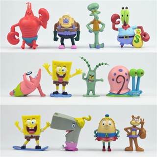ของเล่นฟิกเกอร์ SpongeBob SquarePants Patrick Sandy Gary 12 ชิ้น