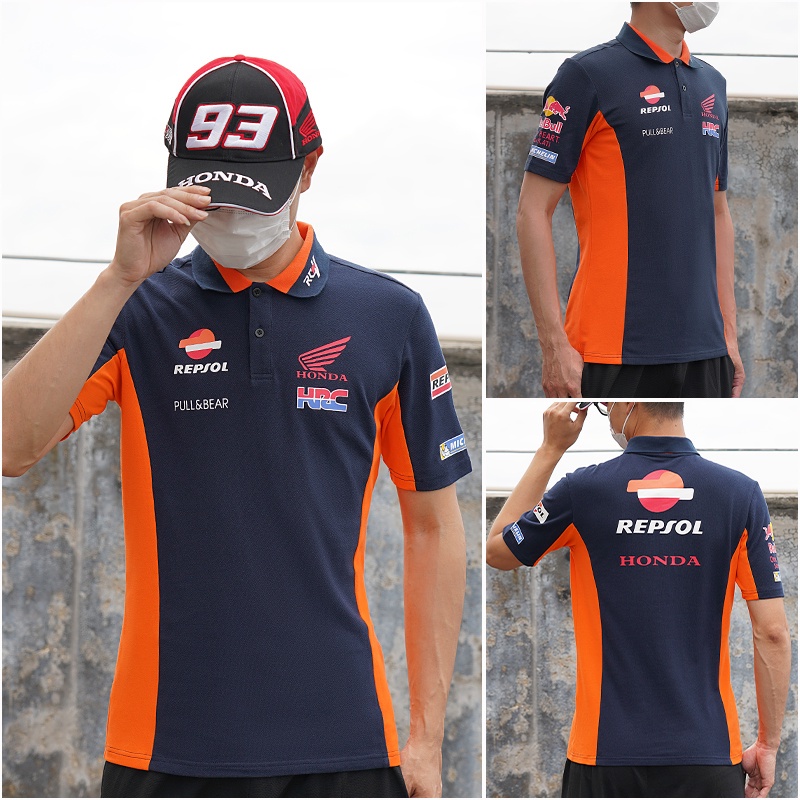 รถจักรยานยนต ์ แข ่ งวิบาก HONDA REPSOL Moto Polo เสื ้ อยืดขี ่ แต ่ เสื ้ อแขนสั ้ นระบายอากาศขับรถ