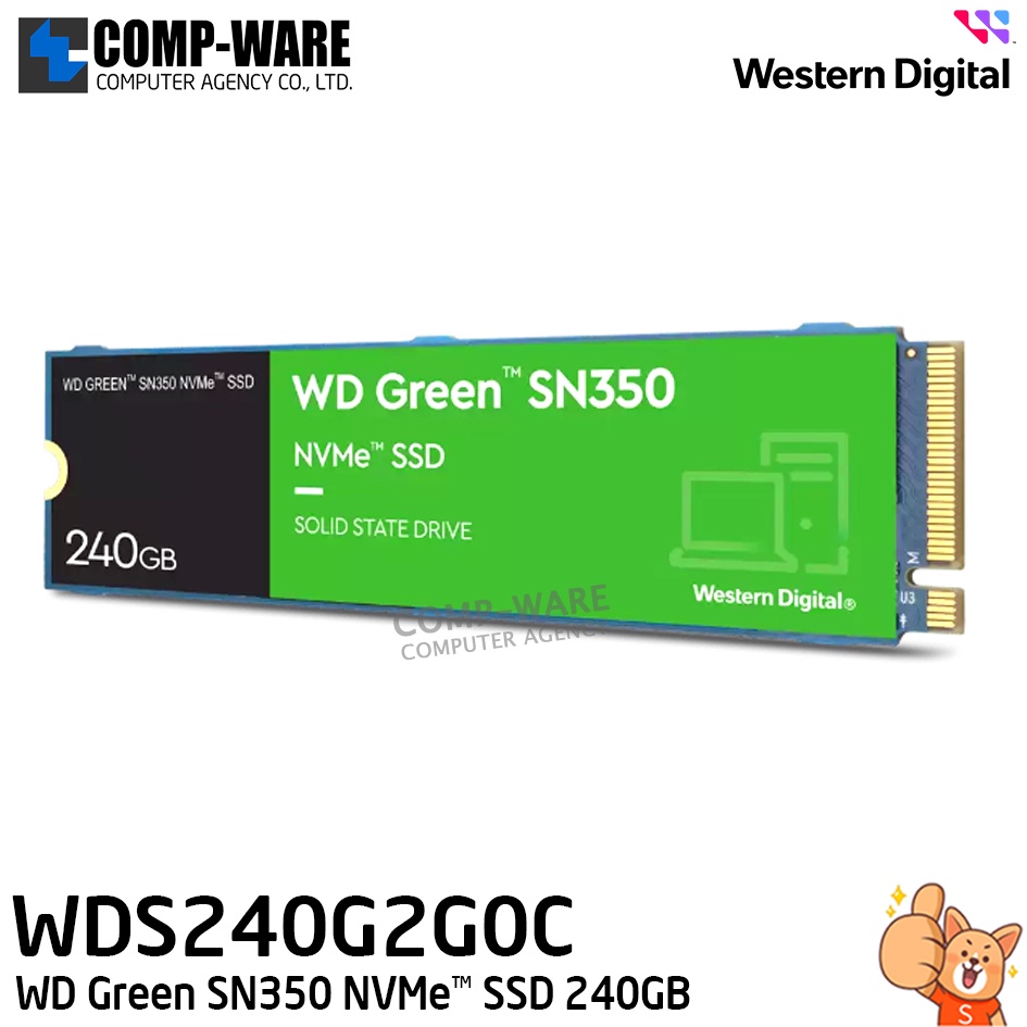 WD SSD GREEN SN350 240GB M.2 NVMe 2280 READ 2400MB/S - WDS240G2G0C- 3Y Warranty