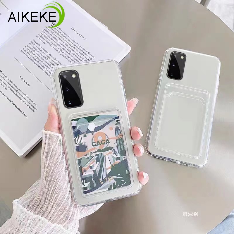 เคสโทรศัพท์มือถือ แบบใส พร้อมช่องใส่บัตร สําหรับ Samsung Galaxy F62 M62 M51 M40 A60 M31S M31 M30 M30S M21 M20 M11 A11 M01 A01 A81