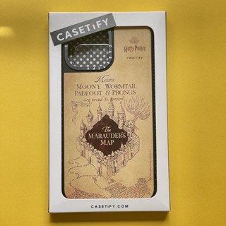 Casetify X HP เคสโทรศัพท์มือถือ PC แข็ง ปิดด้านหลัง ลายแผนที่ The MARAUDERS สีเงิน สําหรับ Apple IPhone 14 Pro Max 14 Plus 11 12 Pro 12 13 Pro Max Mini 6 7 8 Plus SE2020 X XS Max XR