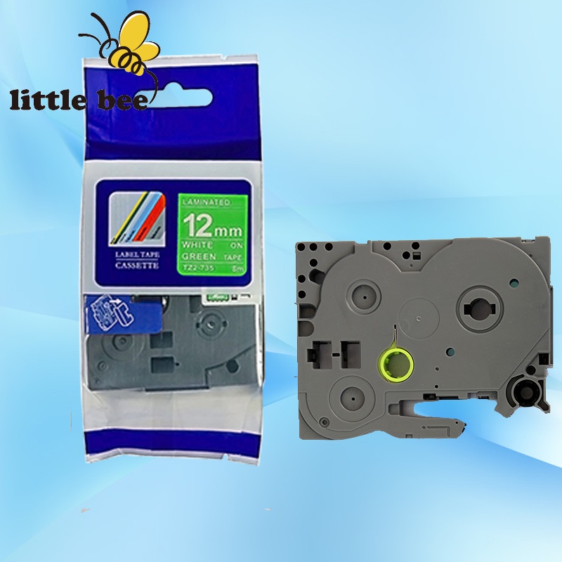 17TD Compatible for TZ label tape tze tz tape Tze735 tz735 tze 735 12mm*8m white on green Tze-735 P-