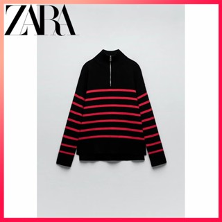 Zara ฤดูใบไม้ร่วงและฤดูหนาว ใหม่ เสื้อกันหนาวผู้หญิง ซิป ลาย