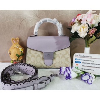 Coach CA233​ Pepper Satchel In Signature Canvas Color: SV/Light Khaki/Soft Lilac