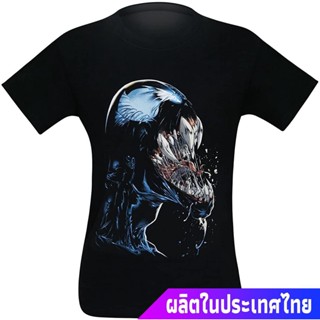 เสื้อวันพีช เสื้อผู้ชายเท่ เสื้อยืดลำลอง Marvel Venom Scream Spider-Man Villain T-Shirt Marvel Mens