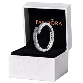 Pandora แหวนเงิน 925 ประดับเพชร พร้อมกล่อง สําหรับผู้หญิง งานแต่งงาน