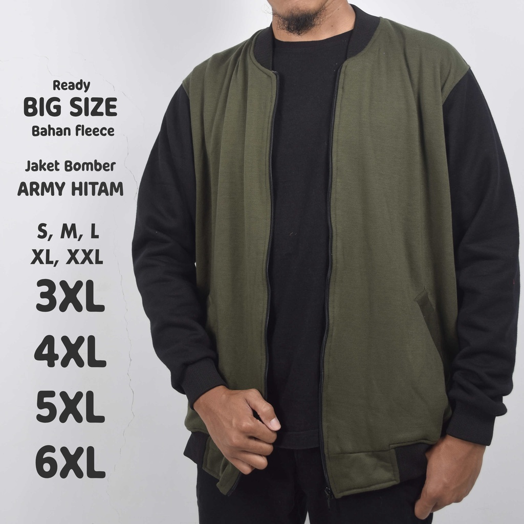 เสื้อแจ็คเก็ตเบสบอลบอมเบอร์สีดํากองทัพขนาดใหญ่จัมโบ้ SML XL XXL 3XL 4XL 5XL 6XL