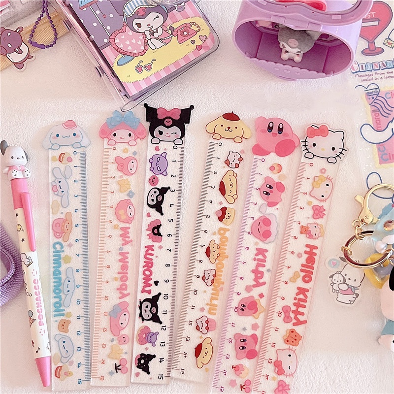 SANRIO ไม้บรรทัดอะคริลิคใส ลายการ์ตูนแมว Kulomi KT น่ารัก สําหรับวาดภาพ เครื่องเขียนนักเรียน