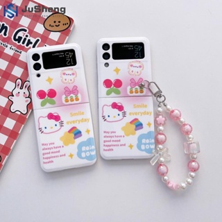 Jusheng KT เคสโทรศัพท์มือถือแฟชั่น ลายแมว แวววาว สําหรับ Samsung Z Flip4 Z Flip3