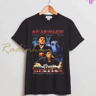 เสื้อเชิ้ต โทนี่มอนทาน่า Scarface 90s ย้อนยุควินเทจ Bootleg เสื้อยืดใหม่ขนาด Unisex เสื้อยืด RK120