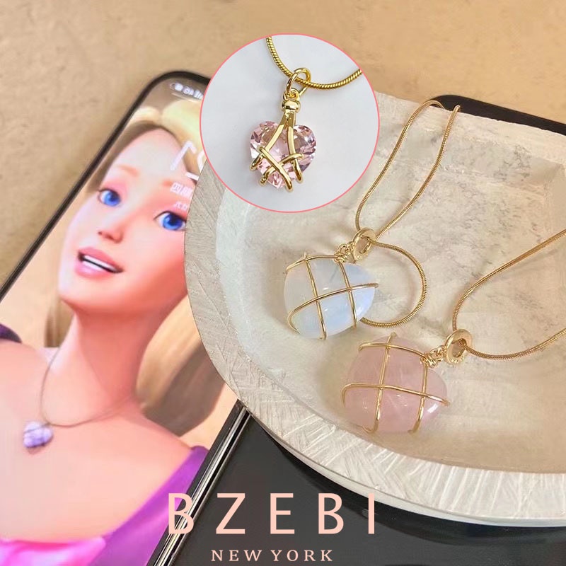 Bzebi สร้อยคอชุบทอง จี้รูปหัวใจ แฟชั่น ผู้หญิง คู่ necklace โซ่ สแตนเลส จี้ทองดีไซน์วินเทจลูกปัดสีแดงของขวัญปาร์ตี้ สําหรับผู้หญิง 398n
