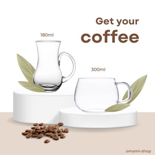 แก้วน้ำสไตล์มินิมอล 300 MLcoffee tea glass ทรงสวย น้ำหนักเบา