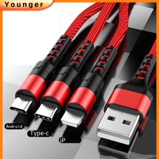 3 in 1 สายชาร์จ USB ชาร์จเร็ว สําหรับโทรศัพท์ Android type c