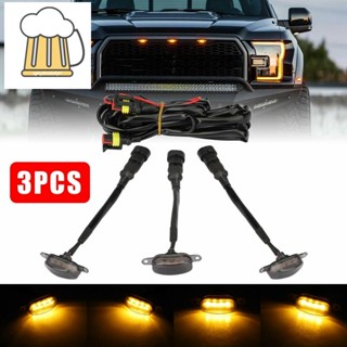 โคมไฟ LED สีเหลืองอําพัน สําหรับติดกระจังหน้ารถยนต์ Ford F-150 Raptor 3 ชิ้น