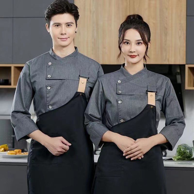 ชุดยูนิฟอร์มเชฟ แขนยาว พร้อมเข็มขัด เหมาะกับใส่ทําอาหาร ร้านอาหาร โรงแรม สําหรับผู้ชาย และผู้หญิง