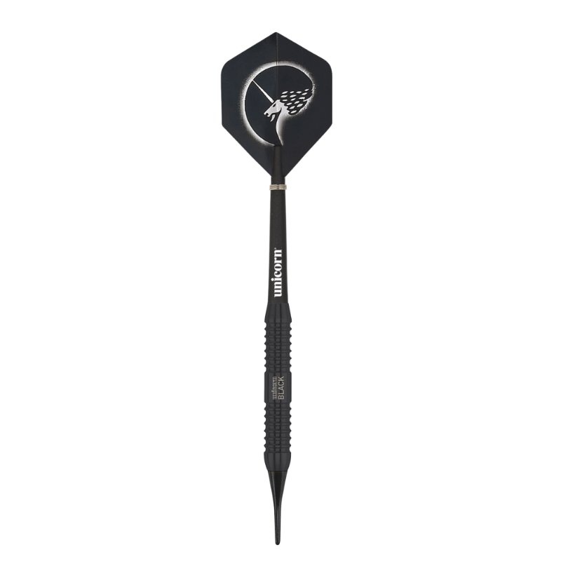 Unicorn Darts ชุดลูกดอกหัวพลาสติก รุ่นคอร์พลัสสีดำ เซ็ท 3 ชิ้น 17-19 กรัม  Core Plus Black Soft Tip Set of 3 Darts 17-19