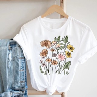 เสื้อยืด cotton Vrouwen Liefde Aquarel Bloem Bloemen Kawaii Valentijn Lente Zomer Mode Pretty Print Tee Top Tshirt Leuke