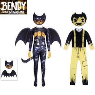 Anime Bendy The Ink Machines Kids Halloween Costumes Cosplay Boys Girls Bodysuit+wing Cartoon Disfraces Carnival Party Clothing