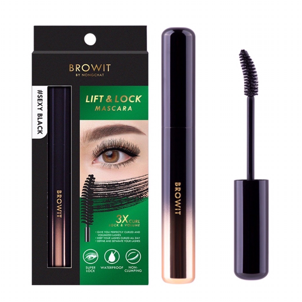 Browit Lift & Lock Mascara Browit By Nongchat บราวอิท บาย น้องฉัตร ลิฟต์ แอนด์ ล็อก มาสคาร่า งอนนาน ล็อคขนตาเด้ง